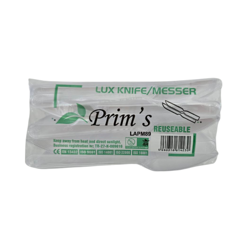 Mehrweg Plastikmesser, Deluxe, transparent, 19 cm, 100 Stück gelegt,